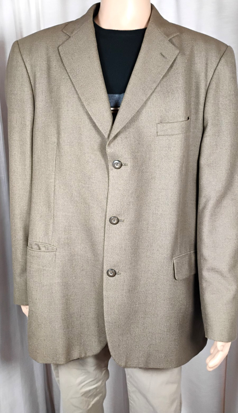 Cesarani Mens 48L Classic Tan Blazer Single 3 Button Double Vent Preppy Academia
